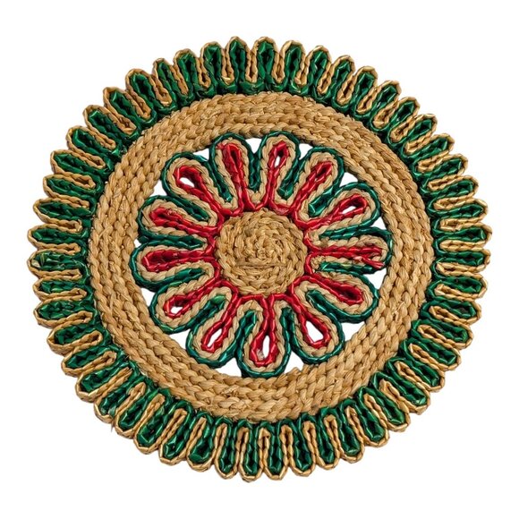 Vintage Woven Grass Raffia Trivet / Hot Plate Boho 7 inch Round Table Mat USA De - Picture 2 of 6